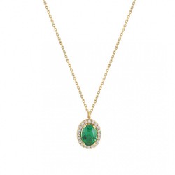 14ct gold rosette necklace with emerald 