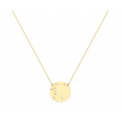 Zodiac Gold Necklace With Aquarius Constellation With K9 Chain with Zirconia s14186