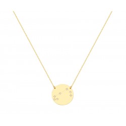 Zodiac Gold Necklace With ARIES Constellation With K9 Chain with Zirconia Σ14236