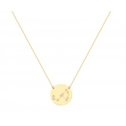 Zodiac Gold Necklace With Aries Constellation With K9 Chain with Zirconia s14216