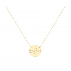 Zodiac Gold Necklace With Constellation Virgo With K9 Chain with Zirconia Σ14206