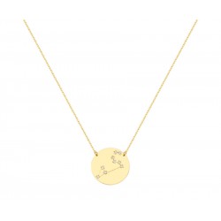 Zodiac Gold Necklace With Leo Constellation With K9 Chain with Zirconia 