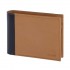  VISETTI Leather wallet in camel-blue color, with smooth surface.