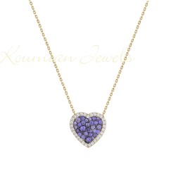14ct gold heart necklace with zircon KOL54