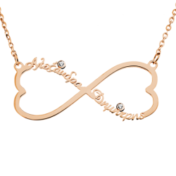 Infinity Heart Names in gold plated rose gold silver