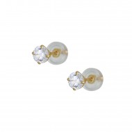  GOLD EARRINGS 14 KARAT NECKLACES WITH WHITE ZIRCON 4mm KUMIAN ER2611